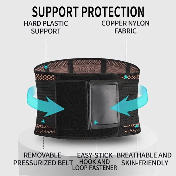 Waist Support Brace Belt Copper Lumbar Lower Back Pain Relief For Men Women - Picture 5 of 6